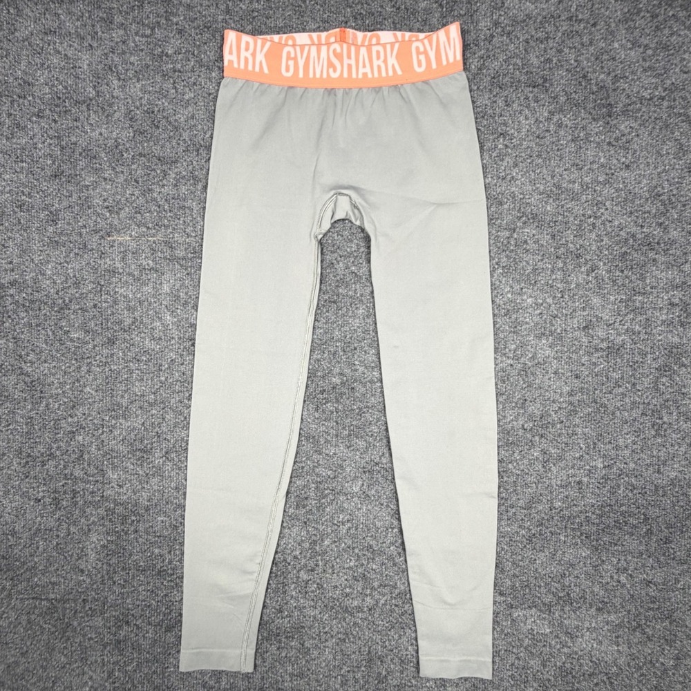 Gymshark Flex High Waisted Leggings Grey Peach XS GLLG4275 Athleisure Yoga